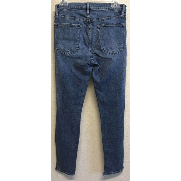 Frame Denim Size 28 Jeans Le High Stagger Hem Forest Blue Distressed - Picture 5 of 8